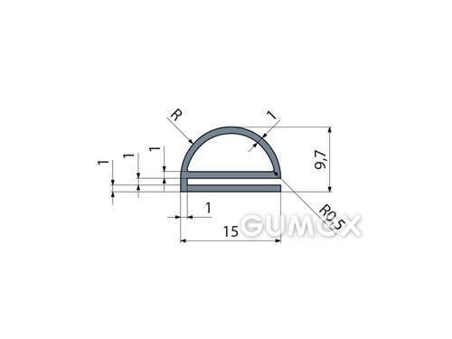 Kompaktes Silikonprofil, e-Form mit Hohlkammer - 0129