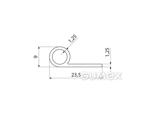 Kompaktes Silikonprofil, P-Form mit Hohlkammer - 0127