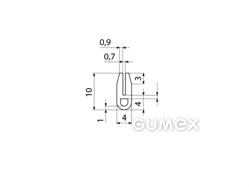 Kompaktes Silikonprofil, U-Form mit Hohlkammer - 0188