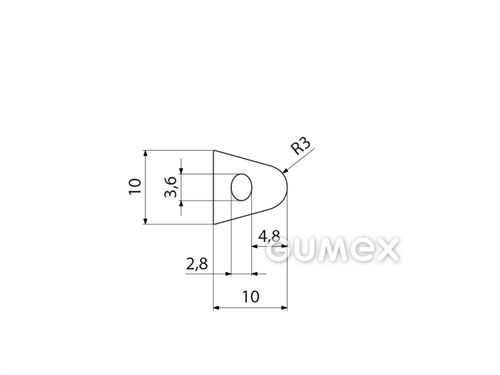 Kompaktes Silikonprofil, D-Form mit Hohlkammer - 0126