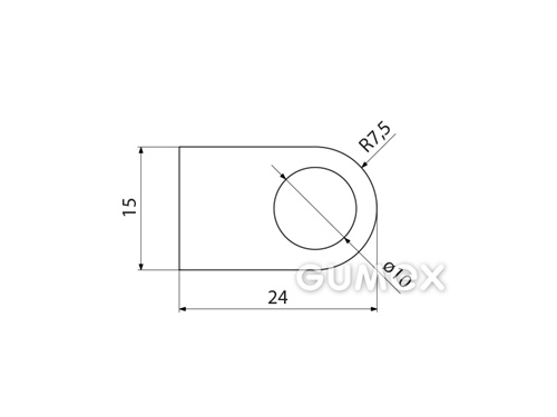 Kompaktes Silikonprofil, D-Form mit Hohlkammer - 0111