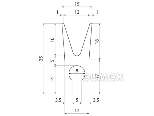 Kompaktes Silikonprofil, H-Form - 0152