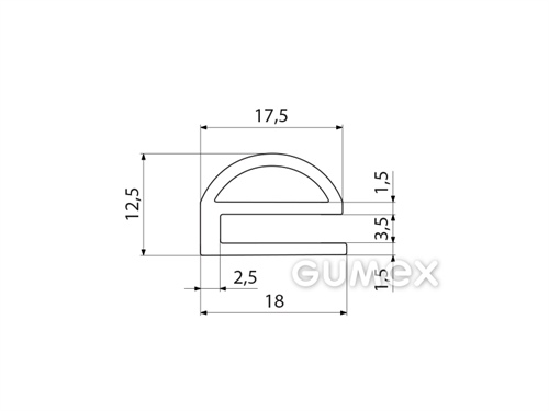 Kompaktes Silikonprofil, e-Form mit Hohlkammer - 0170