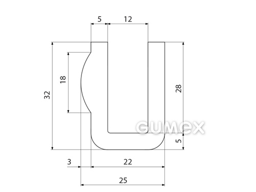 Kompaktes Silikonprofil, U-Form - 0176