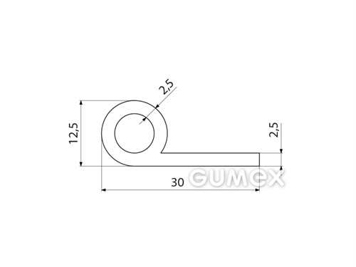 Kompaktes Silikonprofil, P-Form mit Hohlkammer - 0127