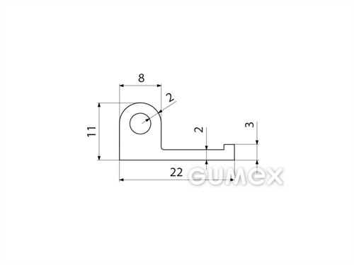 Kompaktes Silikonprofil, P-Form mit Hohlkammer - 0134