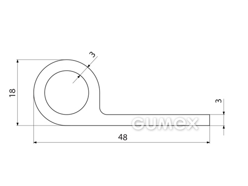 Kompaktes Silikonprofil, P-Form mit Hohlkammer - 0127