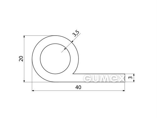 Kompaktes Silikonprofil, P-Form mit Hohlkammer - 0127