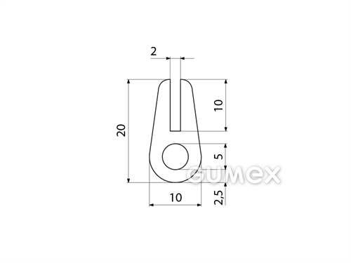 Kompaktes Silikonprofil, U-Form mit Hohlkammer - 0172