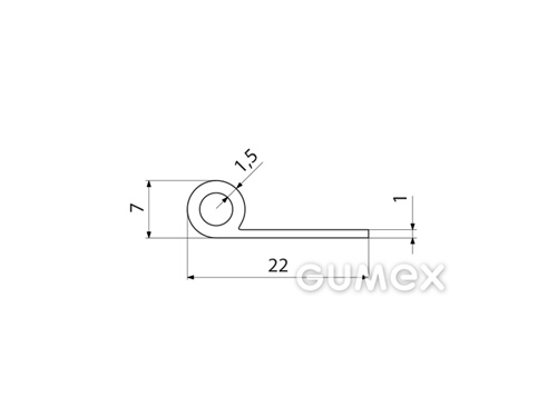 Kompaktes Silikonprofil, P-Form mit Hohlkammer - 0127