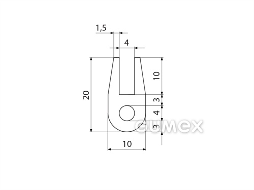 Kompaktes Silikonprofil, U-Form mit Hohlkammer - 0188