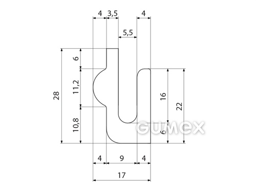 Kompaktes Silikonprofil, U-Form - 0176