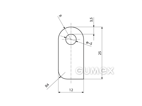 Kompaktes Silikonprofil, D-Form mit Hohlkammer - 0111