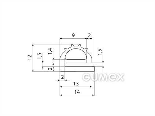 Kompaktes Silikonprofil, e-Form mit Hohlkammer - 0181