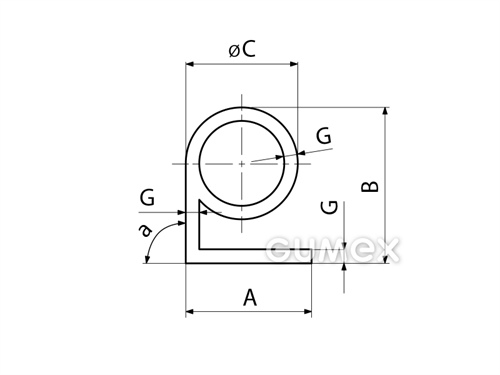 Kompaktes Silikonprofil, e-Form mit Hohlkammer - 0131