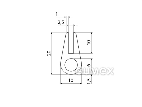 Kompaktes Silikonprofil, U-Form mit Hohlkammer - 0172