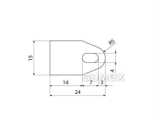 Kompaktes Silikonprofil, D-Form mit Hohlkammer - 0159