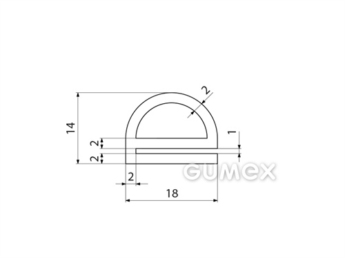 Kompaktes Silikonprofil, e-Form mit Hohlkammer - 0129