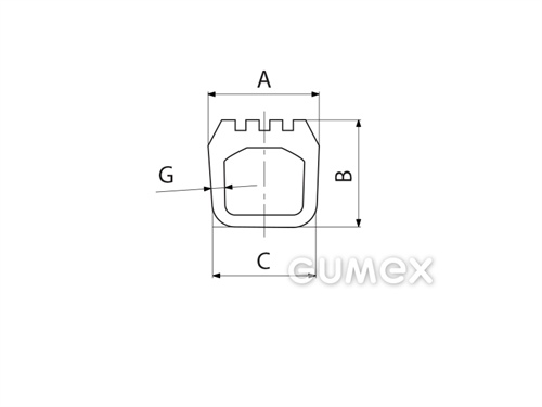 Kompaktes Silikonprofil, mit Formgebung, Hohlkammer - 0183