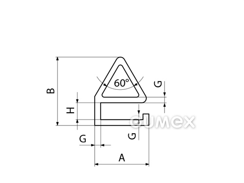 Kompaktes Silikonprofil, e-Form mit Hohlkammer - 0133
