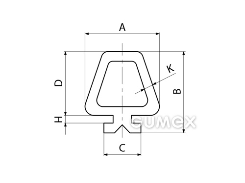 Kompaktes Silikonprofil, mit Formgebung, Hohlkammer - 0162