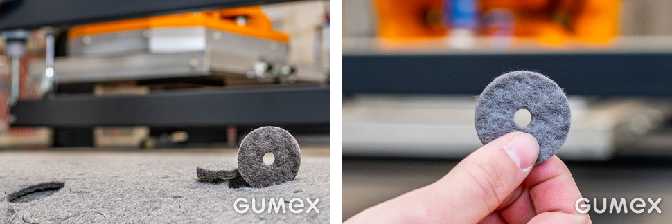 Bei GUMEX werden Produkte aus Filz ausgeschnitten.